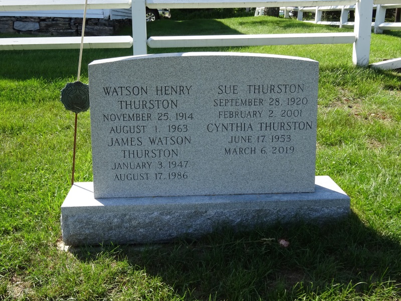 Thurston Family monument back