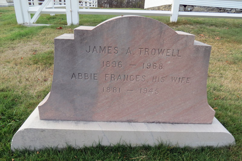 James and Abbie Trowell monument back