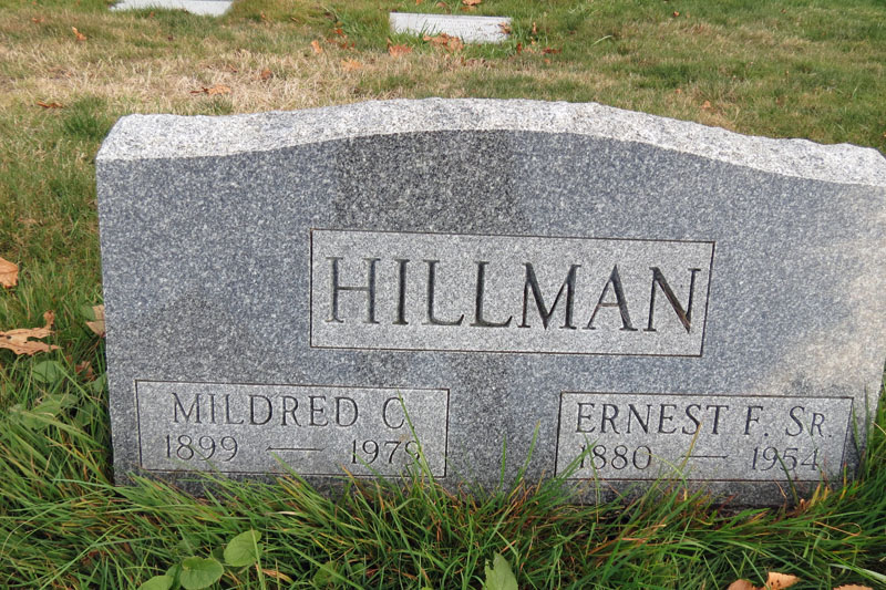 Ernest (Pat) and Mildred Hillman monument