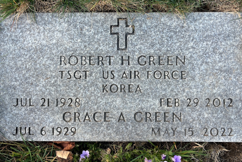 Bob and Grace Green monument back