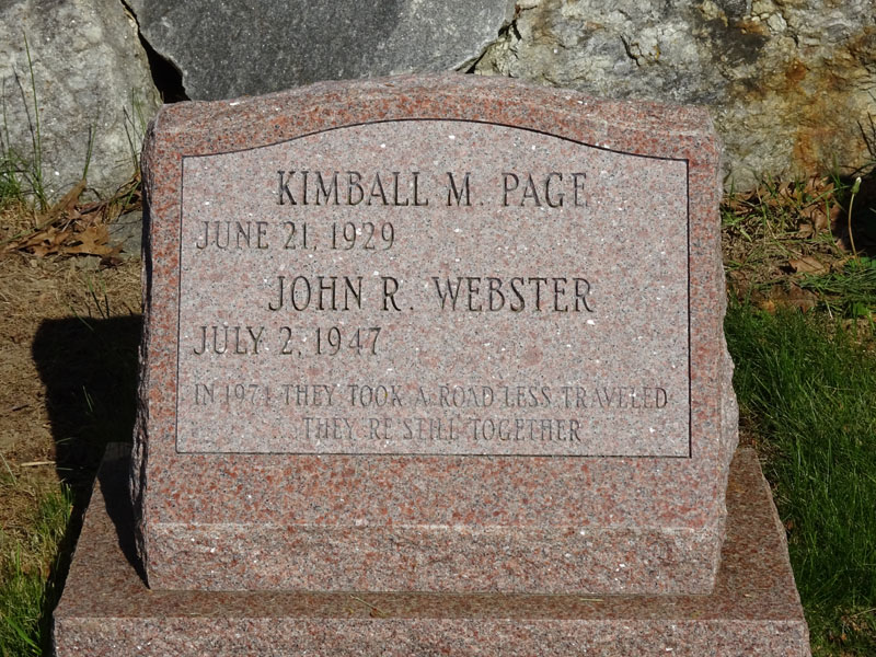 John Webster, Kimbal Page monument