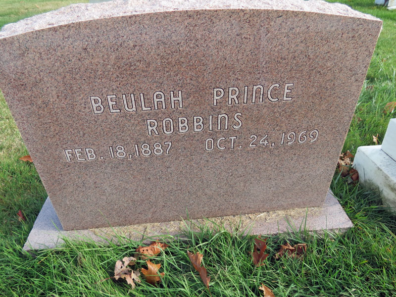 Beulah Prince Robbins monument