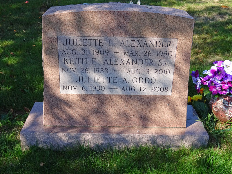 Juliette and Keith Earle Alexander and Juliette Oddo monument