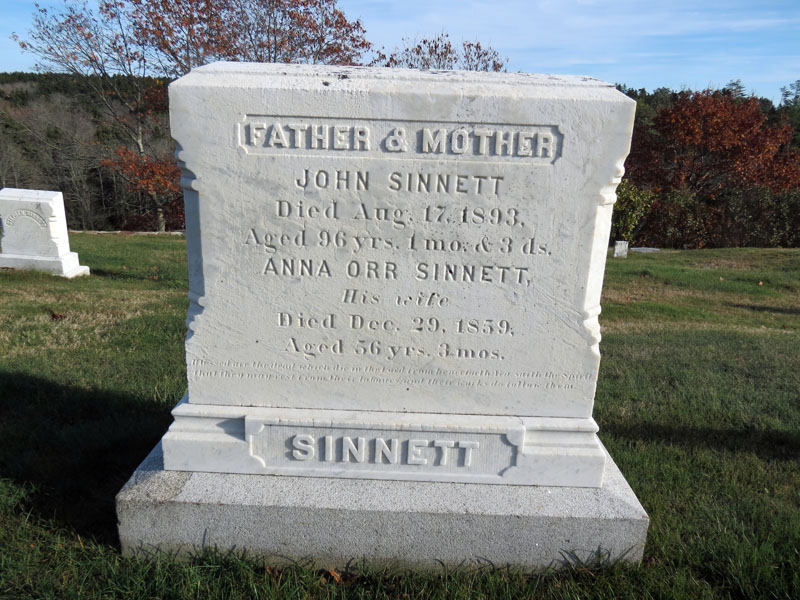 John and Anna Orr Sinnett monument