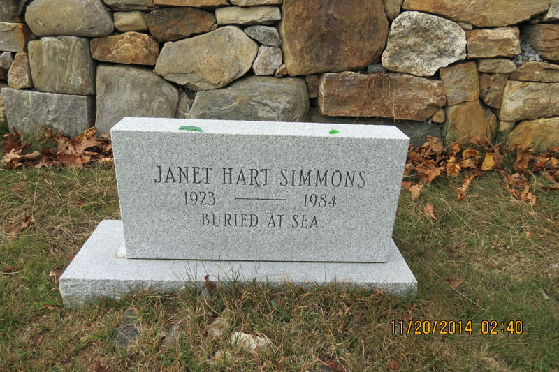 Janet Hart Simmons memorial