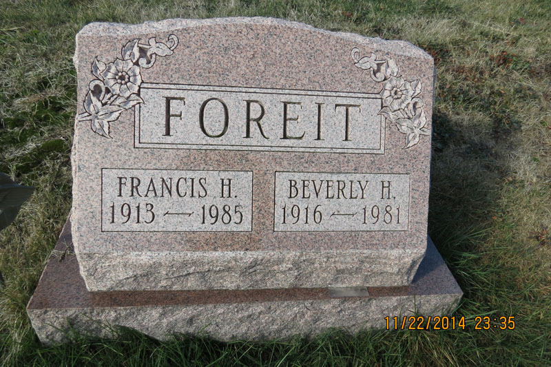 Francis and Beverly Foreit monument
